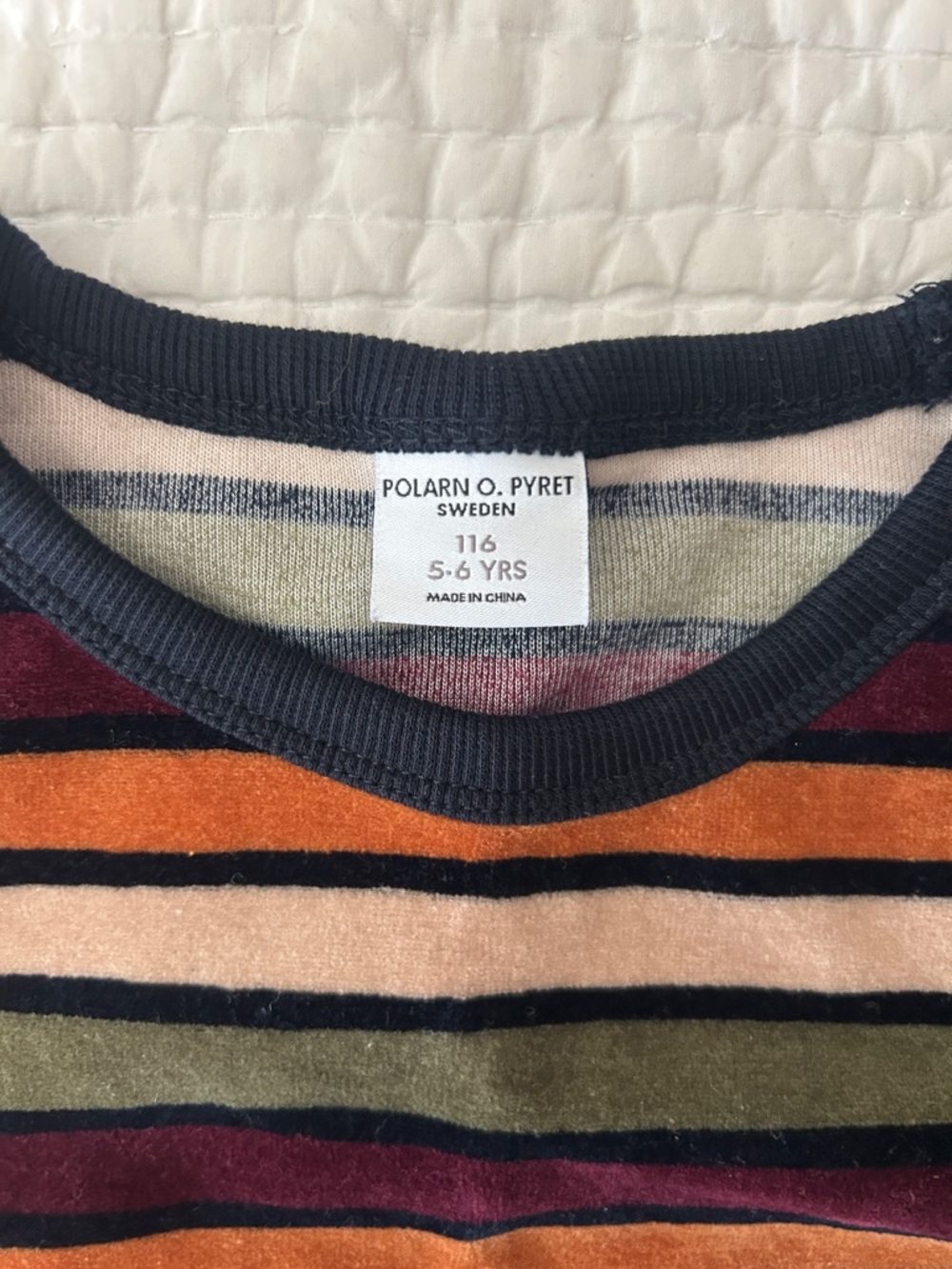 Polarn O. Pyret Multicolor Striped Long-Sleeve Top - Navy Trim - Picture 2 of 5
